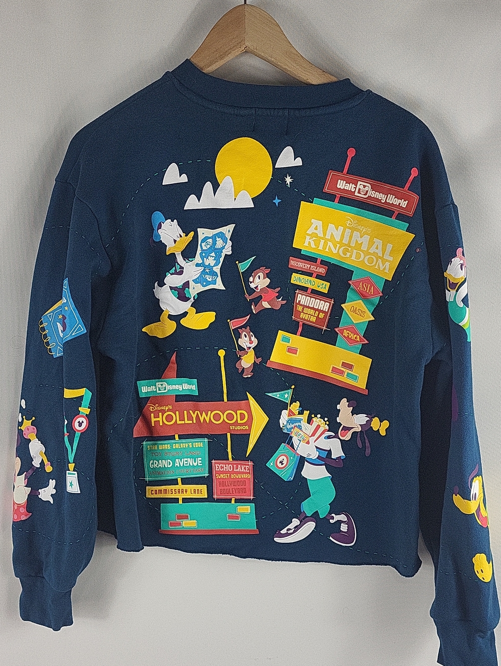 Disney Navy Crewneck with Multicolor Park Graphics - Picture 3 of 6
